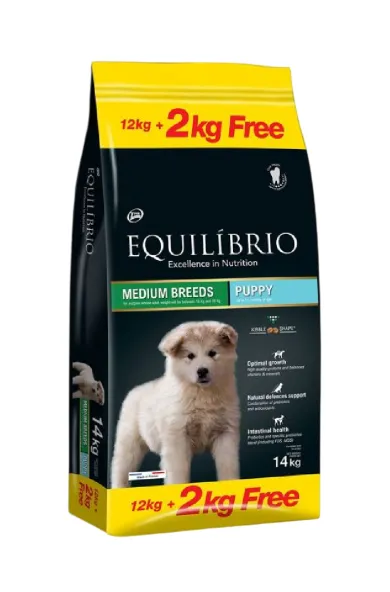Equilibrio Dog Puppy Medium Breeds 12Kg +2Kg FREE