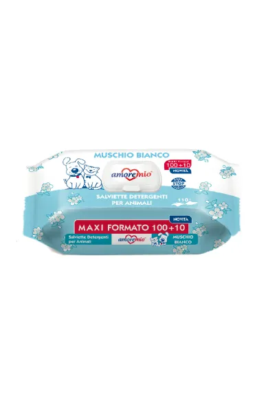 Amoremio White Musk Pet Wipes – Maxi Pack (100+10 Wipes)