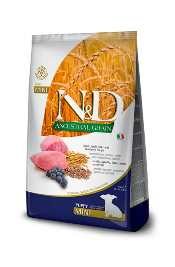 N&D DOG Ancestral Grain LAMB, Oats, Spelts &  BLUEBERRY PUPPY MINI
